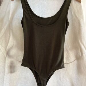 Lulu's Olive Green Tank Bodysuit